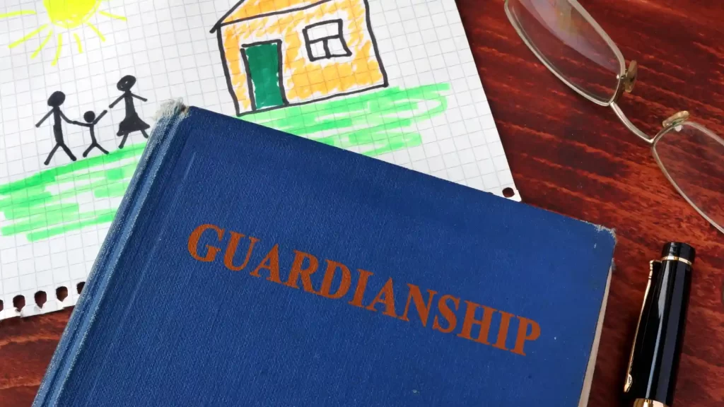 a temporary guardianship book with a drawing on it